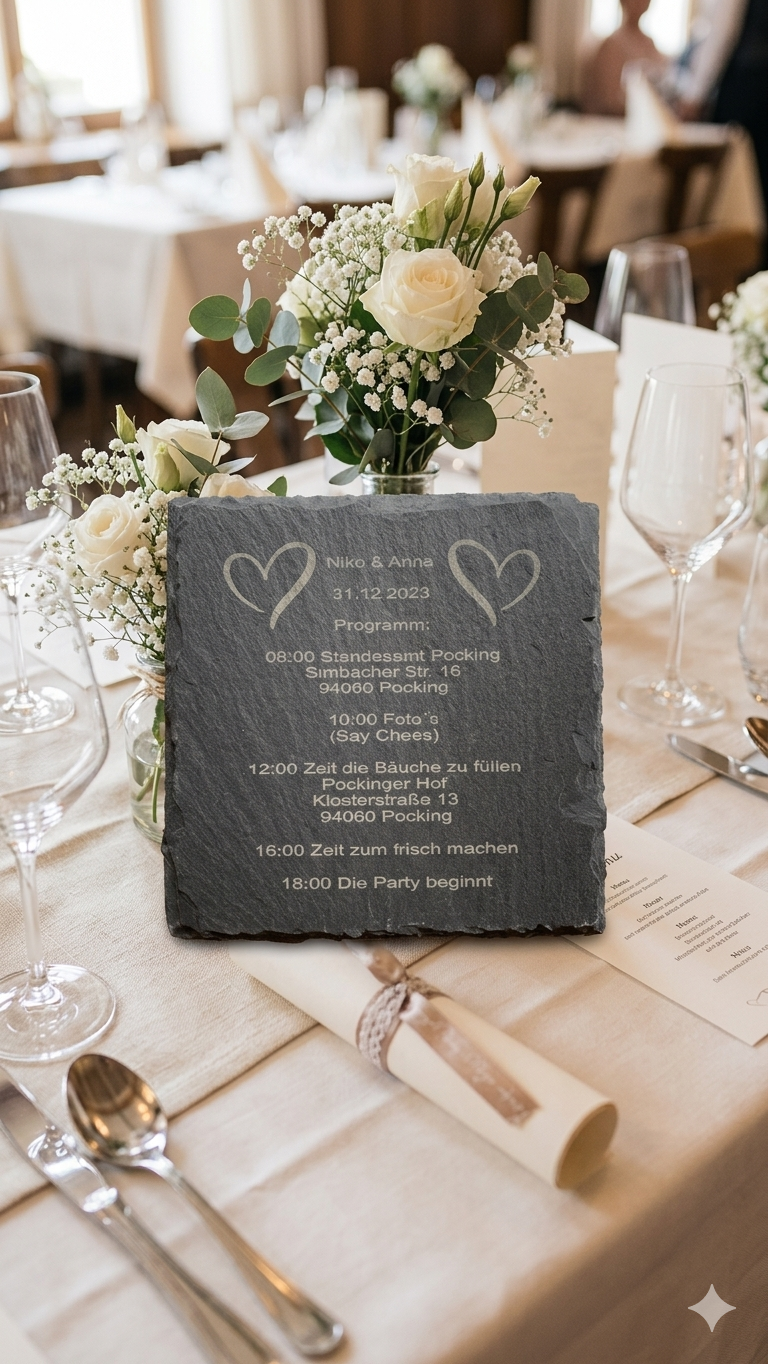 Schiefertafel Hochzeitsprogramm